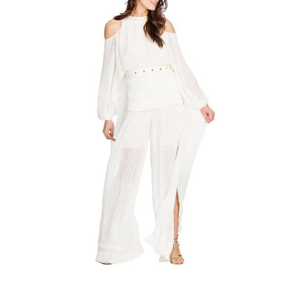 SEMSEM MARYAM PLEATED EGRET LONG SLEEVE TOP SIZE 42/6 - Picture 1 of 10